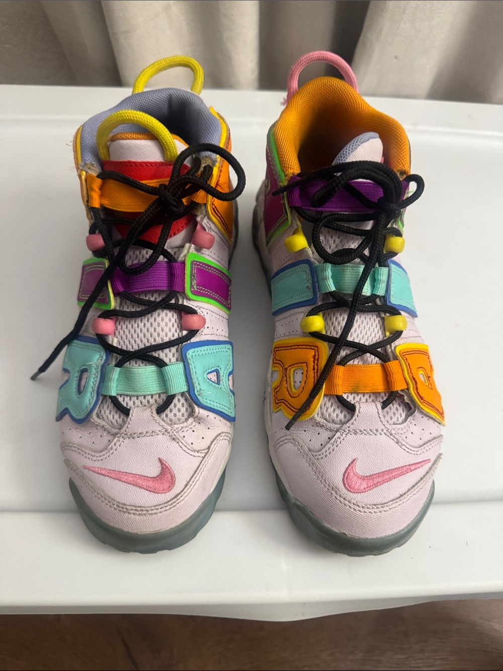 Nike Kids Multicolor Sneakers with Pink Swoosh and Pastel Accents